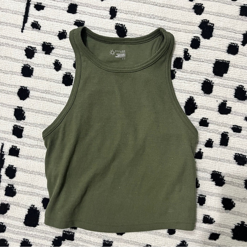 Offline by Aerie Ribbed High Neck Crop Top